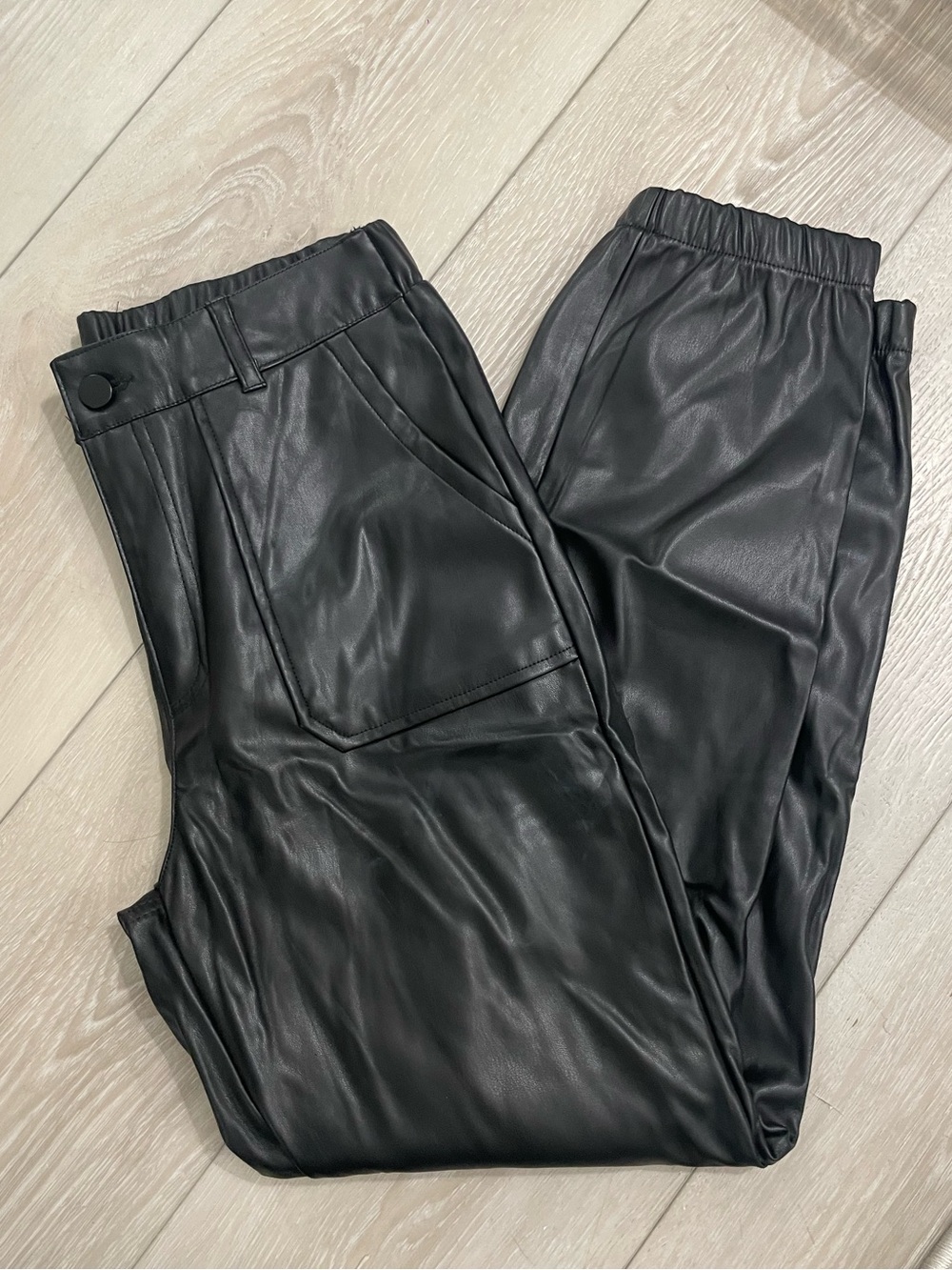 Kendall & Kylie Black Faux Leather Jogger Pants